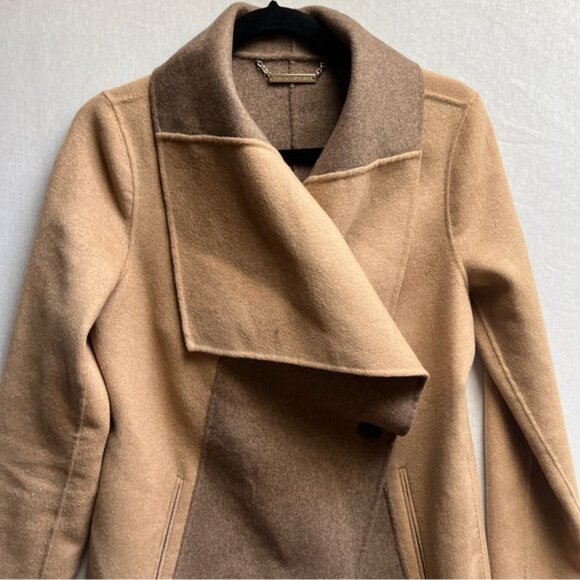 Diane Von Furstenburg DVF Shannon Wool Felted Two Tone Wrap Coat Sz S - Picture 5 of 13